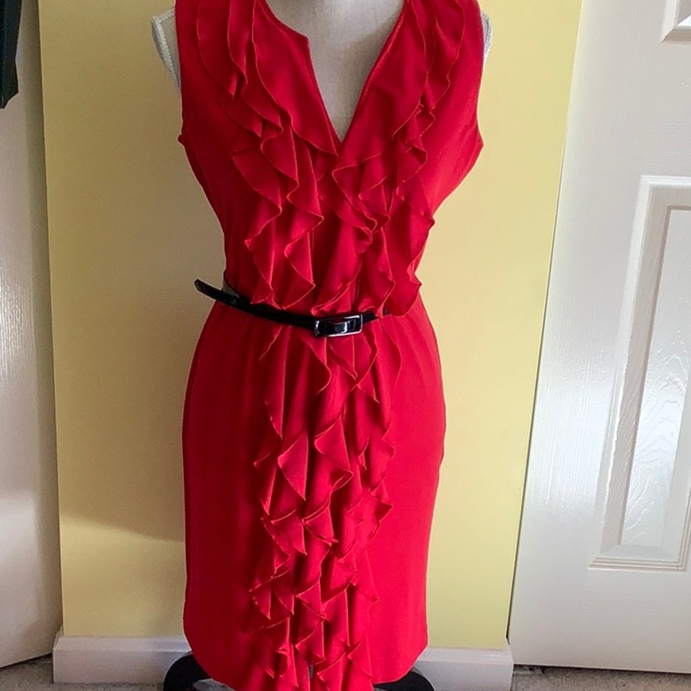 Calvin Klein red ruffle dress SZ6